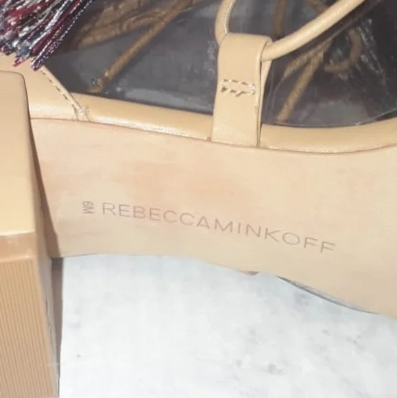 New Rebecca Minkoff Tassel Lace Up Block Heels In Nude/Multi Size 6 $198 - Picture 8 of 10